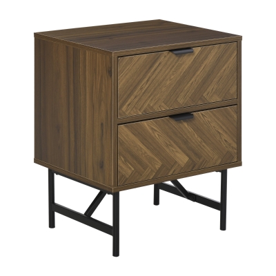 HOMCOM Comodino con 2 Cassetti in Legno Design in Stile Industriale Color Noce e Nero