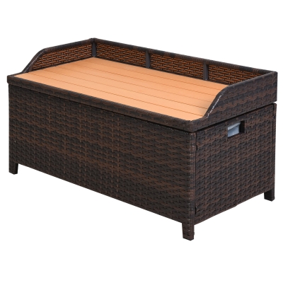 Outsunny Cassapanca Panchina Portaoggetti Multifunzionale in PE Rattan 102x51x51cm Marrone