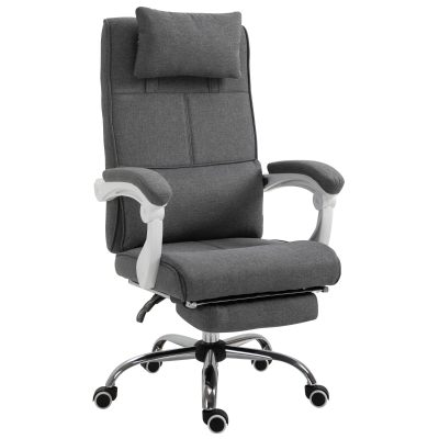 Fauteuil de bureau manager grand confort repose-pied tétière intégrés dossier inclinable lin