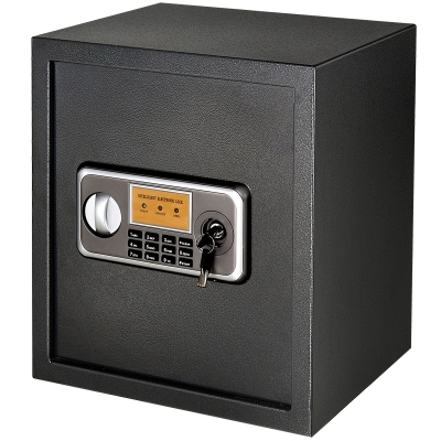 HOMCOM Cassaforte Elettronica in Acciaio con Doppio Codice, Chiave di Sicurezza e Allarme, 35x30x39.3cm