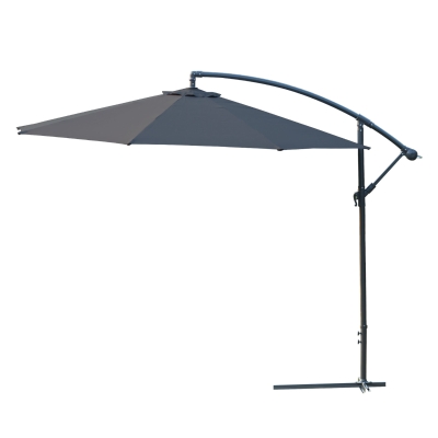Outsunny Ombrellone da Giardino a Braccio Deluxe Inclinabile con Manovella, Φ3m Grigio