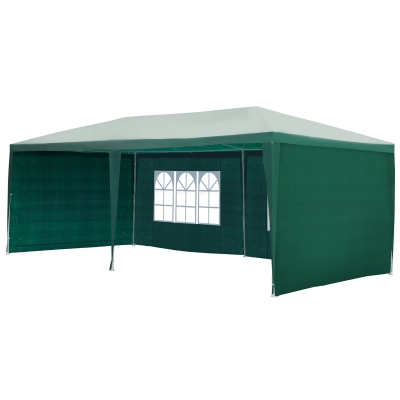 Outsunny Gazebo da Esterno Impermeabile in Acciaio e PE con Pannelli Rimovibili, Verde,5.83 x 2.95m
