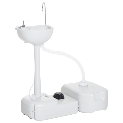 Outsunny Lavabo Portatile da Campeggio con 2 Ruote, Serbatoio Acqua 17L, cisterna di Scarico 24L e Serbatoio Sapone 3.5L