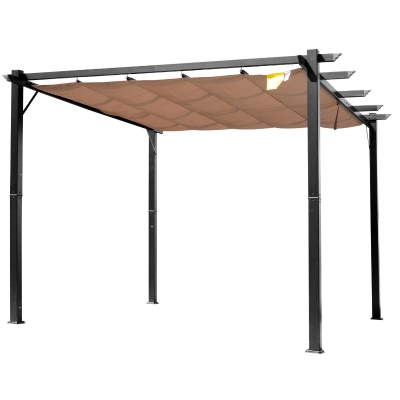 Outsunny Gazebo Pergola da Giardino 3X4m Telo Scorrevole in Poliestere Impermeabile e Struttura in Alluminio