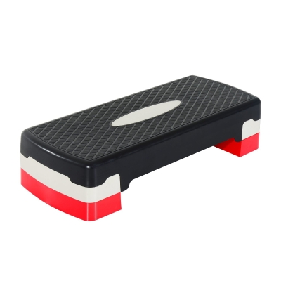 HOMCOM Tabla de Step Ajustable para Fitness Aeróbic Deporte Gimnasia - Color Negro Gris Rojo - Plástico - 68x29cm