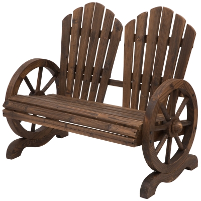 Banc de jardin 2 places Adirondack rustique chic sapin carbonisé