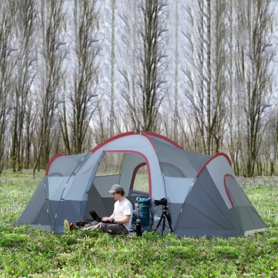 Outsunny Lightweight Camping Tent Fibreglass Blue 5/6 Person