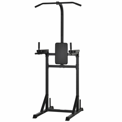 HOMCOM Power Tower Palestra Multifunzione in Acciaio con Impugnature Imbottite, 110x97x227cm - Nero