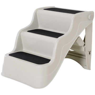 PawHut PVC Foldable Pet Stairs Cream White