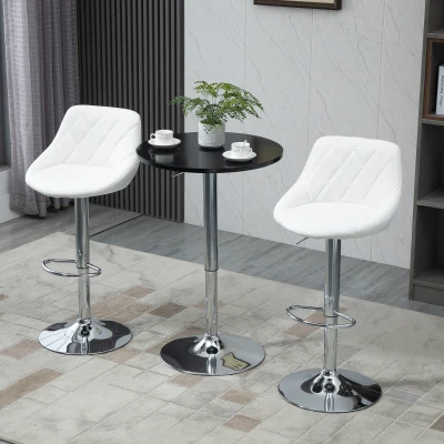 HOMCOM Jeu de 2 tabourets de bar pivotants à hauteur réglable 51,5x48x83-104 cm blanc