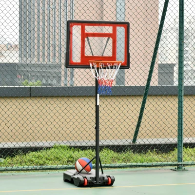 Homcom Panier de Basket Réglable 205-261 cm Rouge Noir