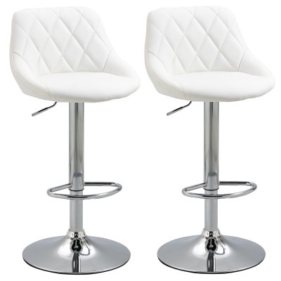 HOMCOM Jeu de 2 tabourets de bar pivotants à hauteur réglable 51,5x48x83-104 cm blanc