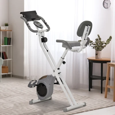 HOMCOM Bicicleta estática magnética con pantalla LCD y sillín ajustable 2 bandas de resistencia acero negro