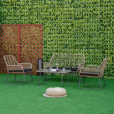 Set de canapele pentru veranda, din ratan, cu 4 piese