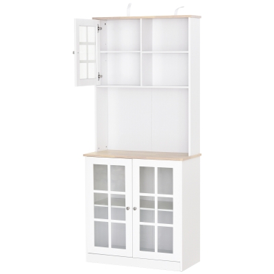 Buffet modern Homcom din lemn MDF alb cu 2 vitrine 80 x 37 x 183 cm