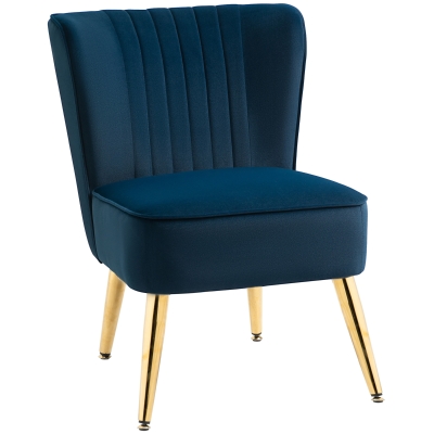 HOMCOM Fotoliu Modern in Stil Scandinav Captusit si Tapitat cu Material Castifelat, 56x65,5x82,5cm - Albastru