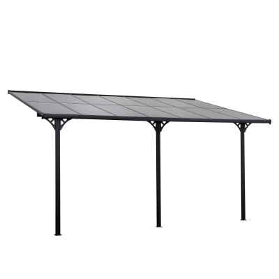 Outsunny Pergola montata pentru gradina din policarbonat si aluminiu, montare reglabila, gri