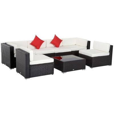 Outsunny, set mobilier de exterior din ratan, 7 piese, maro