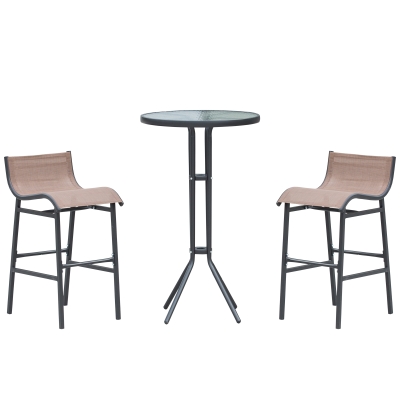 Outsunny Set de Bar 2 Scaune cu Masa Inalt Negru si Maro