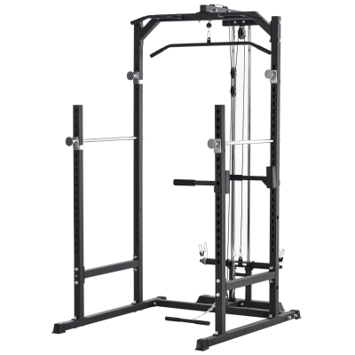 HOMCOM Echipament fitness multifunctional Power Tower pentru sala in casa si la birou 155x118x220cm negru