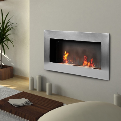 HomCom Șemineu pe Bioetanol Realizat din Inox cu 2 Arzătoare 1.5LT 110x54x14cm