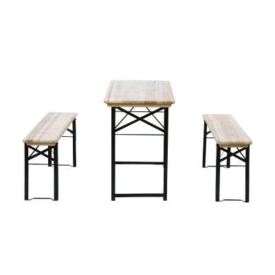 Set Masă și 2 Bănci pentru Exterior, 120x50x76 cm, Lemn