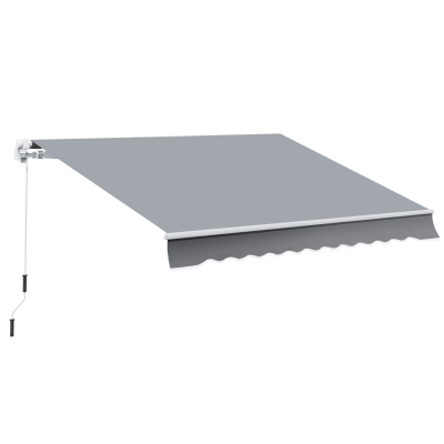 Outsunny Copertina pentru soare tip rulou reglare cu manivela, din aluminiu si poliester, 295x245cm, gri