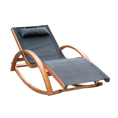 Outsunny Sezlong Legan de Gradina Sezlong Relax in Lemn, 165x72x70cm