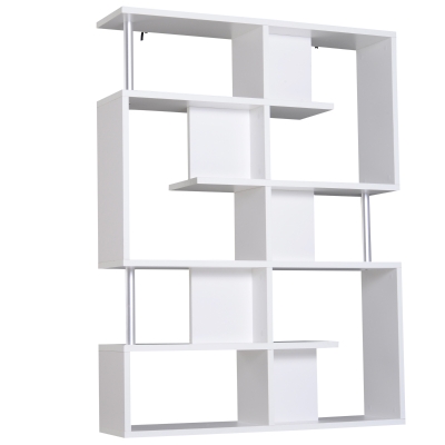 Homcom Mobilier cu Rafturi Librarie 5 Niveluri in Lemn, Alb, 120x28.6x160cm