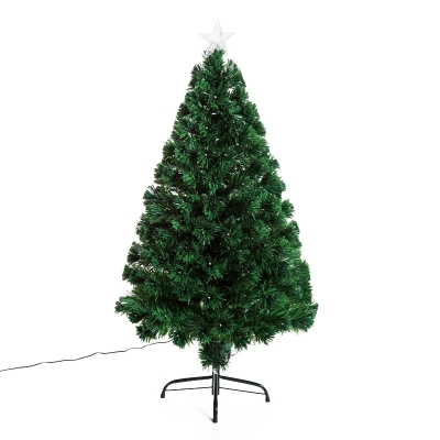 HomCom Brad de Crăciun Artificial 120cm cu 130 Ramuri din PVC cu becuri LED Verde