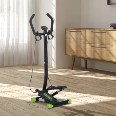 Stepper Fitness cu Manubriu si Corzi, 40x48x118cm Negru