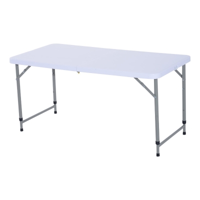 Outsunny Masa Pliabila tip Valiza pentru Camping si Picnic in Polietilene, Alb, 122x61x59/74cm