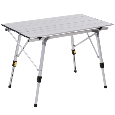 Outsunny Masa Pliabila de Camping din Aluminiu 90 x 53 x 45/65 cm