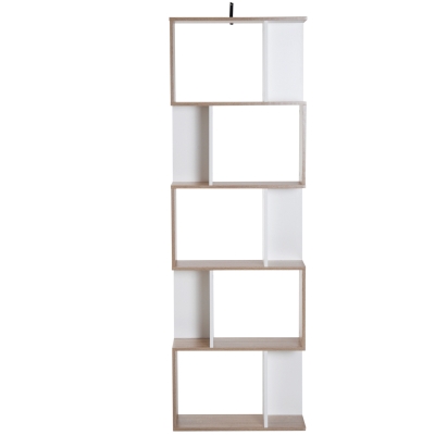 Homcom Biblioteca de Perete Moderna 5 Rafturi in Lemn Alb, 60x24x184.5cm