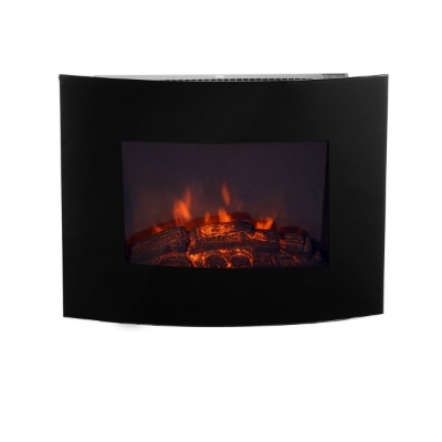 HomCom Șemineu Electric de PodeaPutere 900W/1800W din Fier și Sticlă Temperată Negru, 65x11x52cm