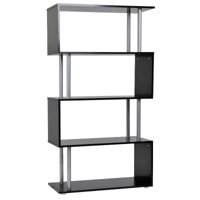Homcom Bibliotecă cu Design Modern 4 Rafturi, Neagră, 80x30x145cm