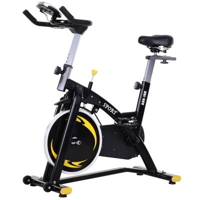 Homcom Bicicleta Fitness Rezistenta Magnetica , Inaltime 104.5-117Acm,Negru si Galben