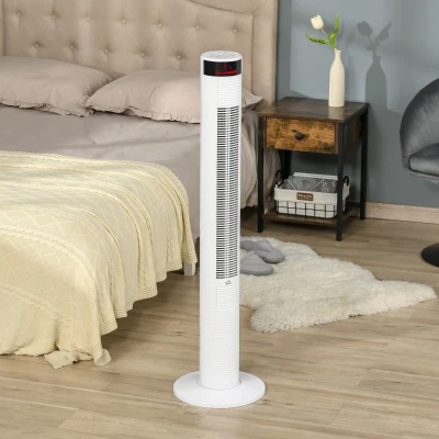 Ventilator coloana, telecomanda, panou LED, Alb