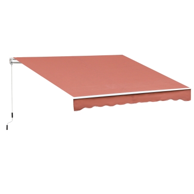 Outsunny Copertina de Soare pentru Exterior care se Ruleaza cu Manivela din Metal si Aluminiu, 395x245cm, Rosu Ruginiu