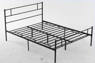 Cadru de pat HOMCOM din Otel 140x200cm, Sipci Integrate, Tablie de Cap si Tablie de Picioare Stil lndustrial, Negru