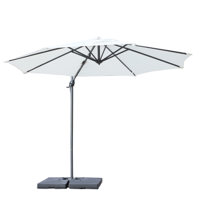 Outsunny Umbrela de Gradina Descentralizata, Unghi Reglabil 360 ° Rotativa in Poliester, Alb Crem, Φ294x248cm