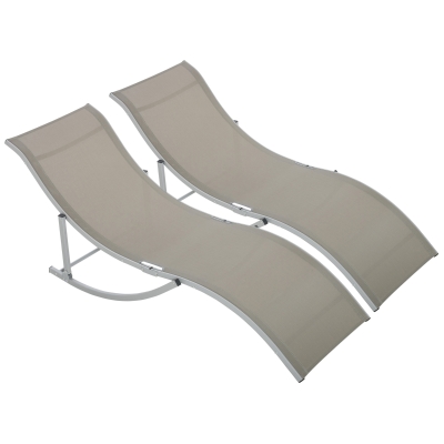 Outsunny Set 2 Sezlonguri de Gradina Pliabile, Sezlong pentru plaja din Aluminiu si Textilen, 61x165x63cm