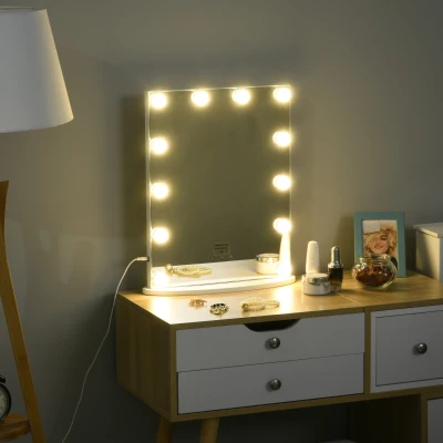 oglinda de machiaj cu becuri LED, alba