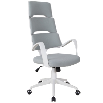 Vinsetto Scaun de Birou cu Design Ergonomic cu Spatar Inalt in Tesatura de Lin Alb si Gri