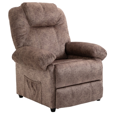 HOMCOM Fotoliu Relax Inclinabil Manual din Material textil cu Captuseala Suplimentara, Maro