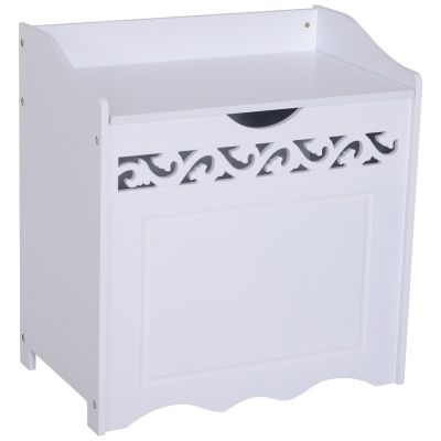 Homcom Mobilier in Lemn Pentru Lenjerii Alb cu Decor Sculptat 55 x 34 x 58cm