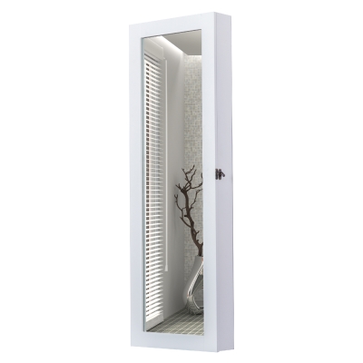 HomCom Dulap Bijuterii pentru Perete cu Oglindă din Lemn MDF, Alb,37x9.5x121cm