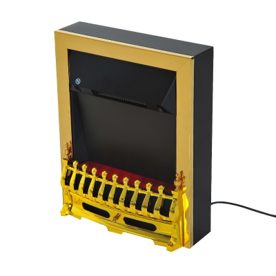 HomCom Șemineu Electric Încorporabil sau de Podea 2000W din Plastic și Metal, Auriu, 48x19x59cm