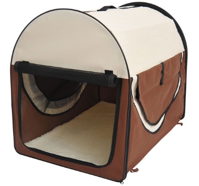 PawHut Geanta Caini Pisici Transport Animale de Companie, Pliabila, Cafea Cream 81x56x66cm