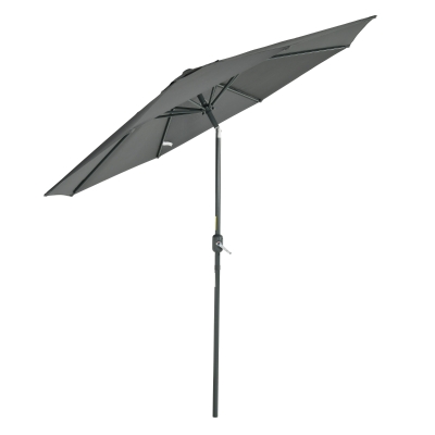 Outsunny Sombrilla de Jardín Ø264x253 cm con Protección UV 50+ Parasol de Aluminio Inclinable con Manivela para Terraza Balcón Exterior Gris